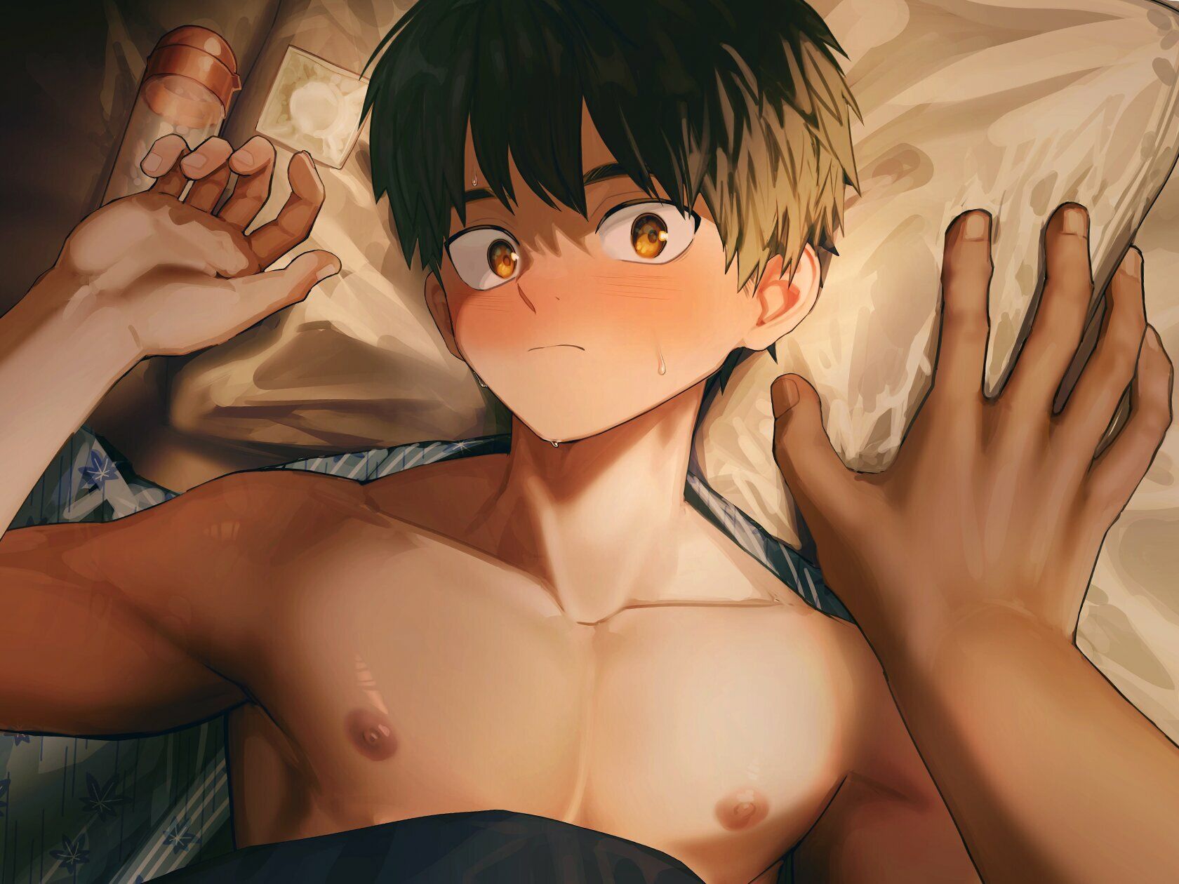 初×初×初【初デートで初夜で初恋で】 〜ぼっち男子くん、旅館でマッチョなネトゲ友達とドキトロSEX！？〜 - サンプル画像 2