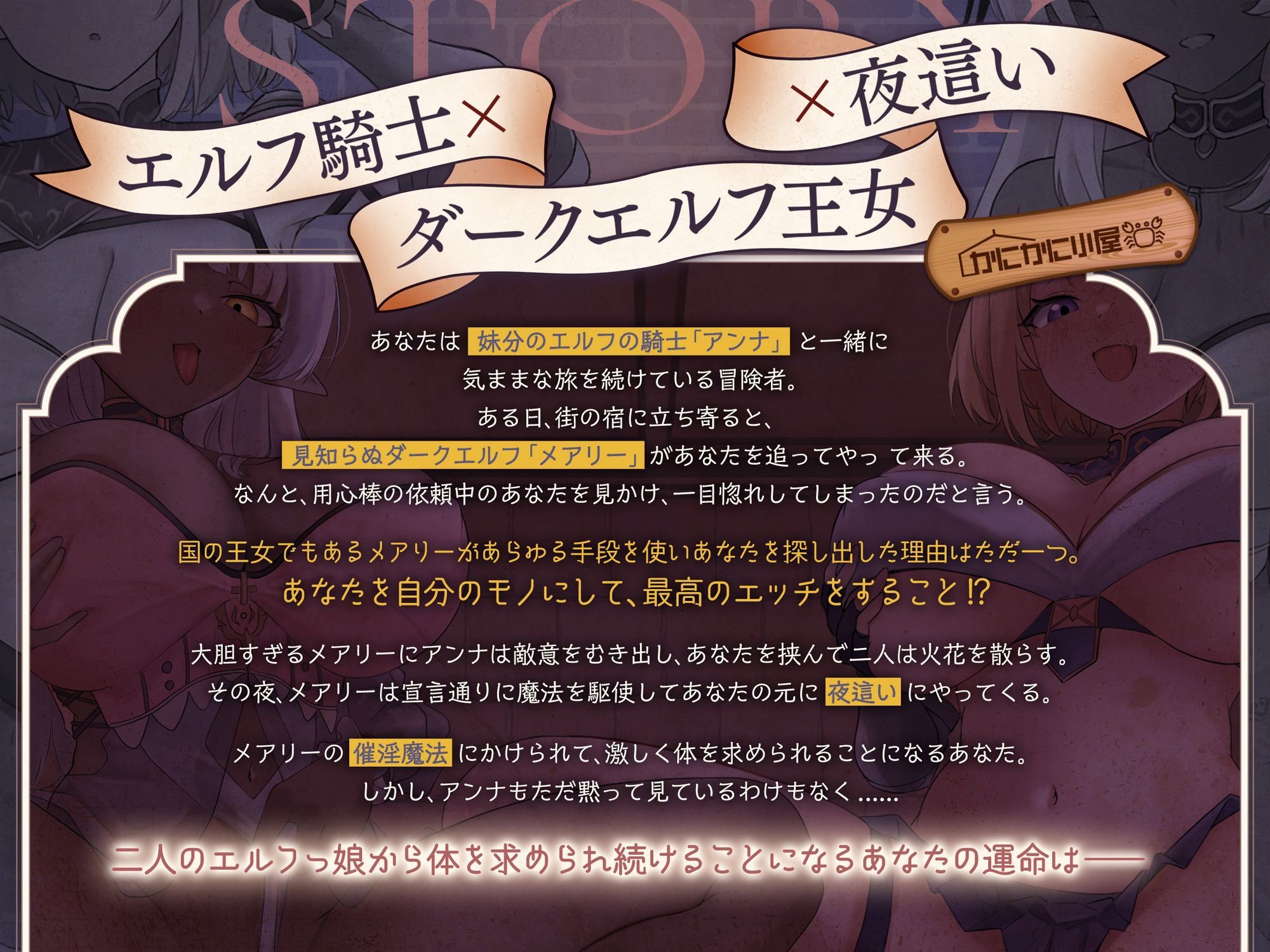 ゆうべもおたのしみでしたね〜スケベ度S級冒険者ダークエルフ王女×妹エルフ騎士〜 - サンプル画像 1