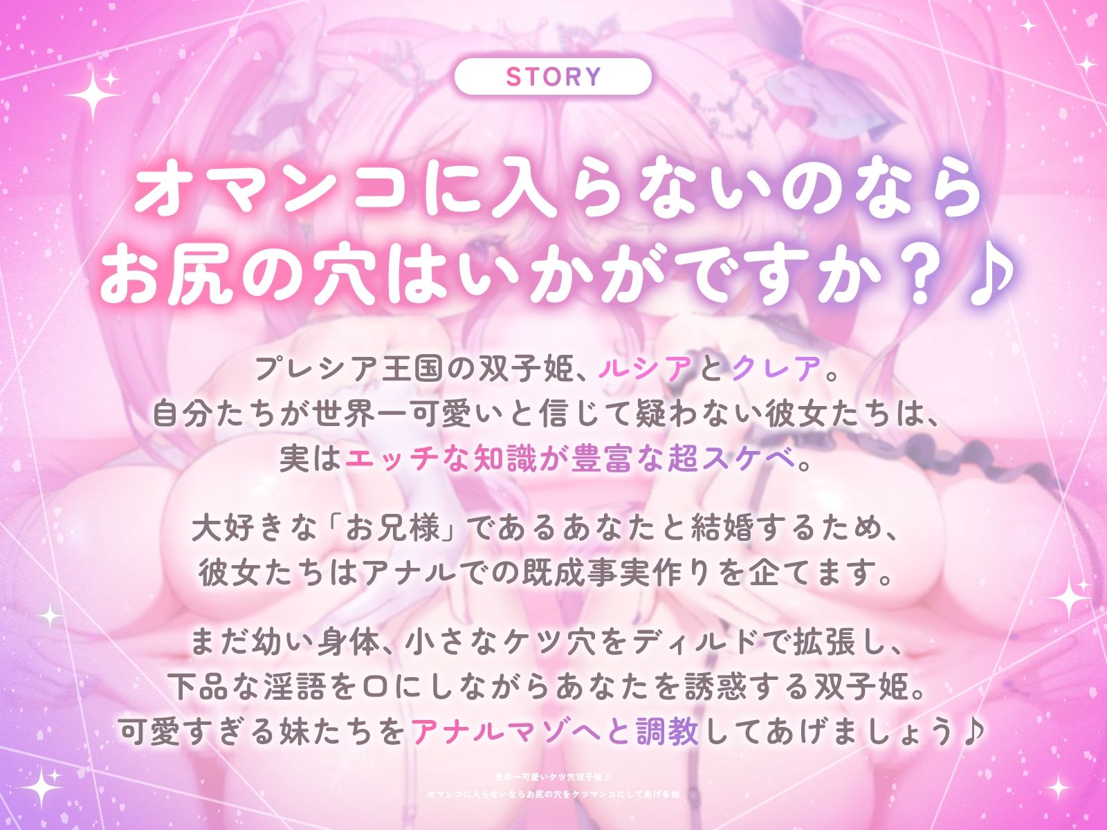 世界一可愛いケツ穴双子姫♪〜オマンコに入らないならお尻の穴をケツマンコにしてあげるね♪〜（KU100収録作品） - サンプル画像 1