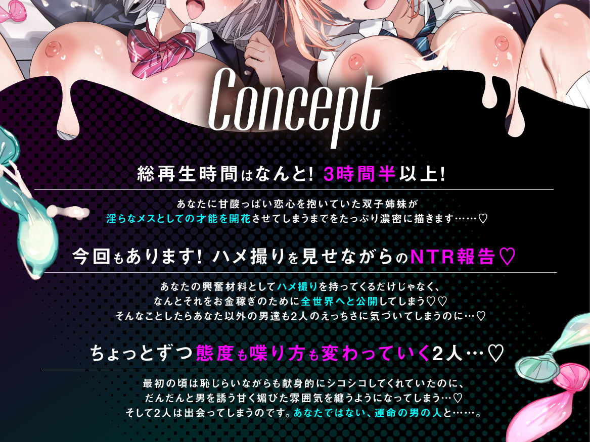 【総再生時間3時間半以上！】双子姉妹のNTR報告 両片想いだった俺の天使達はイケメン裏垢男子の赤ちゃんを孕む - サンプル画像 1