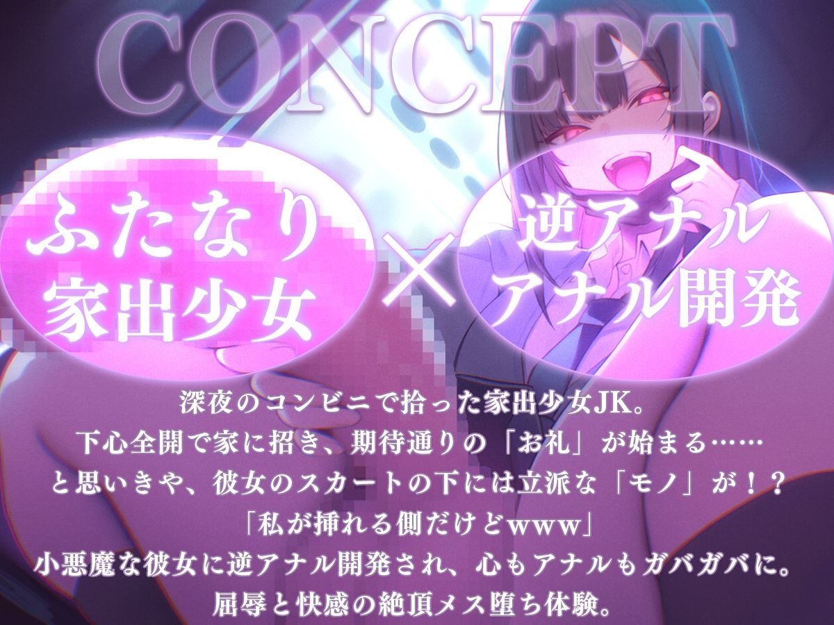【ドM向け】神待ち家出少女はふたなり！？〜お礼にセックスするのがマナーだよね？私が挿れる側だけどwww〜【逆アナル・アナル開発・メス堕ち】 - サンプル画像 1