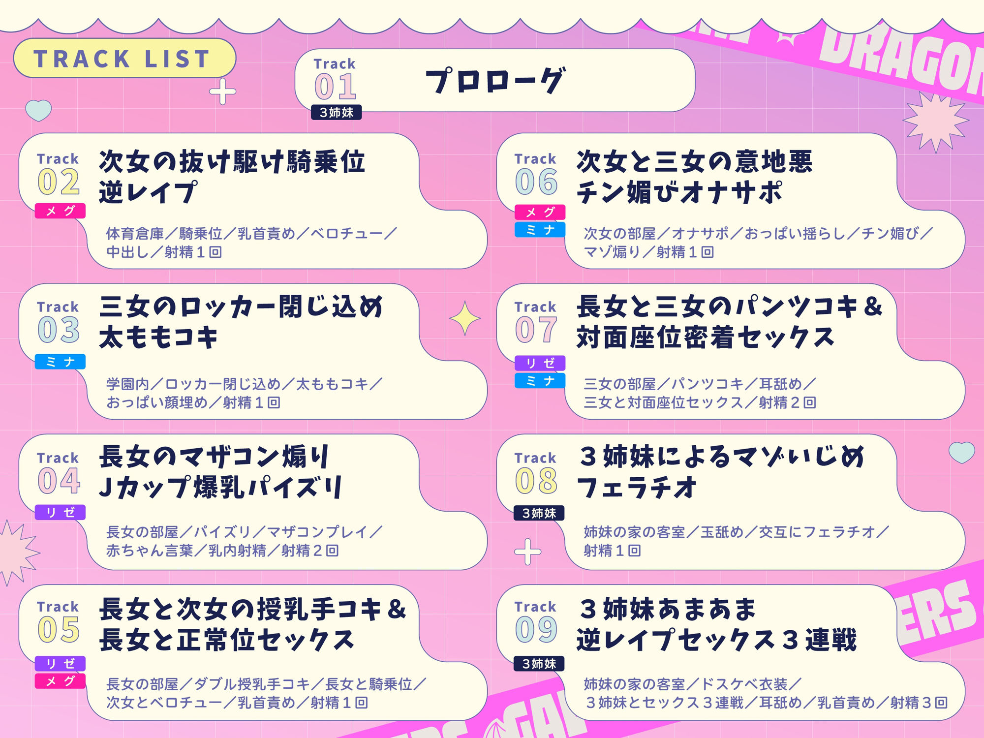 【3時間超え】ドラゴン娘3姉妹ギャルの愛の巣づくり（はーと）〜長身貴族ドラゴン娘3姉妹ギャルのマゾオス捕食えっち〜【オホ声逆レ〇プ】 - サンプル画像 5