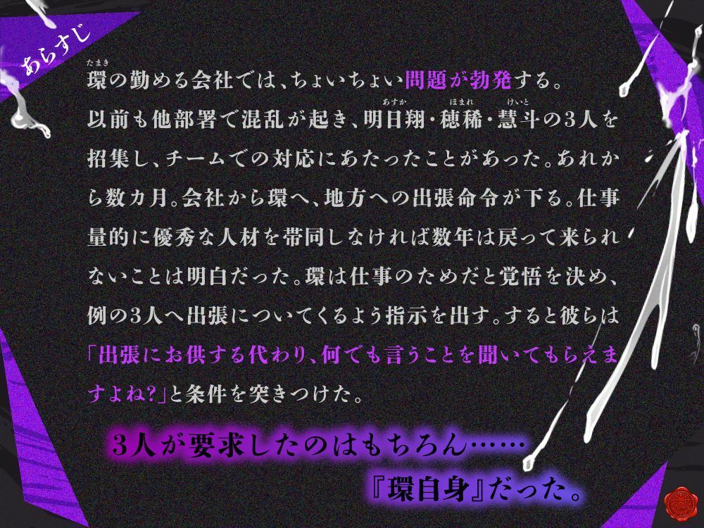 後輩たちの出した条件2  〜出張先でも…先輩のカラダ、俺らに下さい？〜 - サンプル画像 1