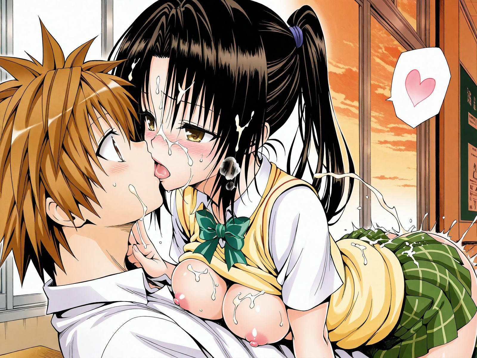 【CG集TLHR1対応】【アクシデン To LOVE】黒髪ポニテロングクーデレ先輩（実はドスケベ）女学生八条凛子ちゃんと放課後の教室でラブラブ学生服エッチで中だし大量射精 - サンプル画像 7