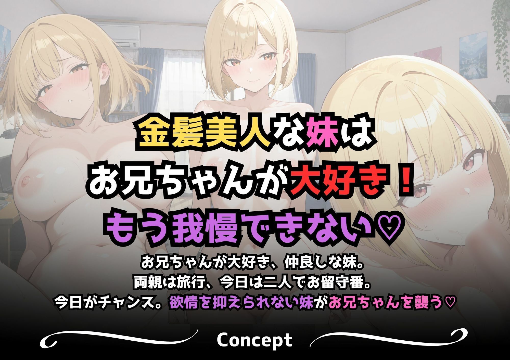 【ガチ近親相姦】金髪ブラコン妹お兄ちゃんを襲う（漫画57P付） - サンプル画像 2