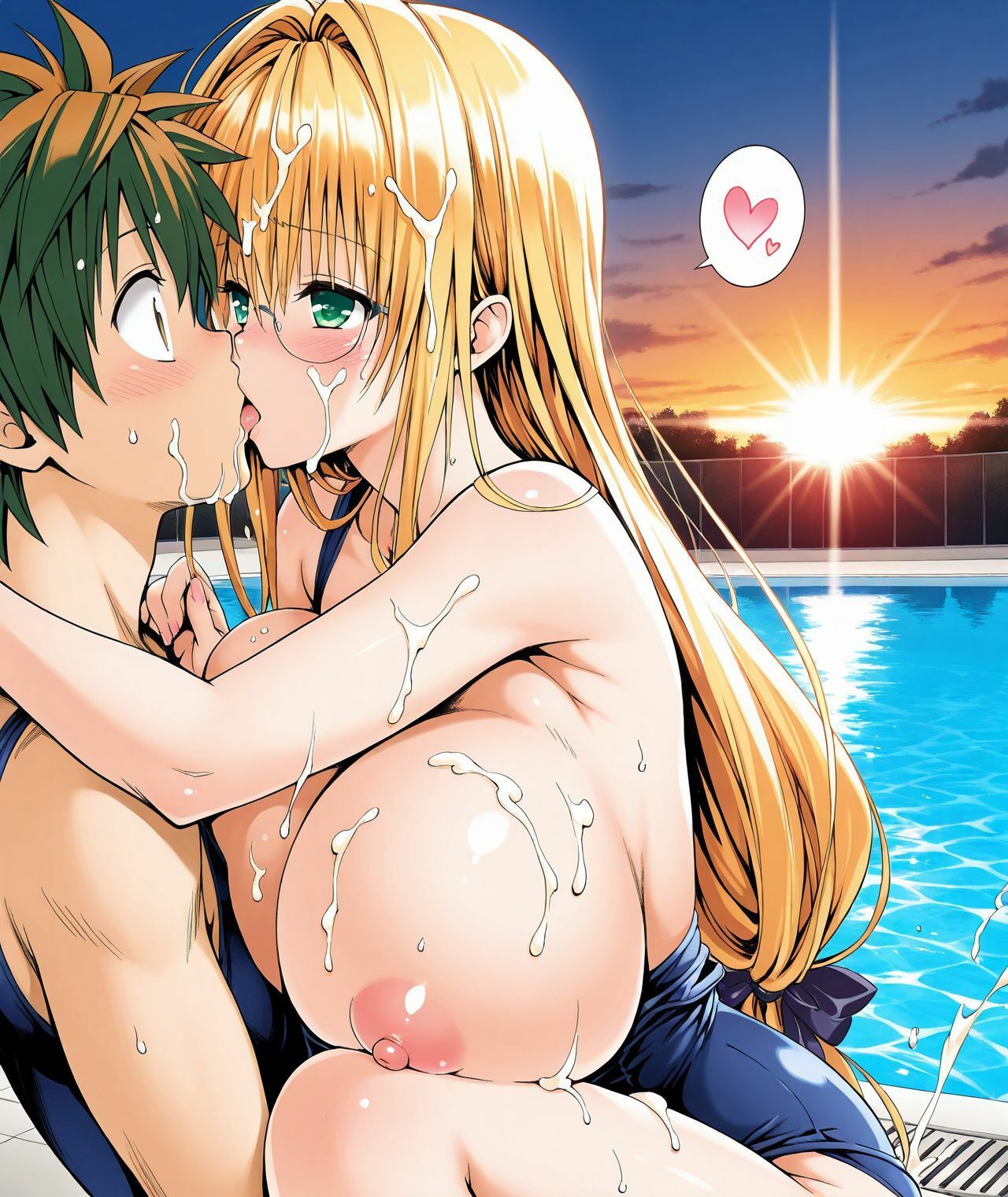 【アクシデンTo LOVE】【CG集TLT1対応】【スク水】金髪巨乳ドジっ子天然美人教師ティア先生と学校のプールでスク水ラブラブあまあまエッチ - サンプル画像 1