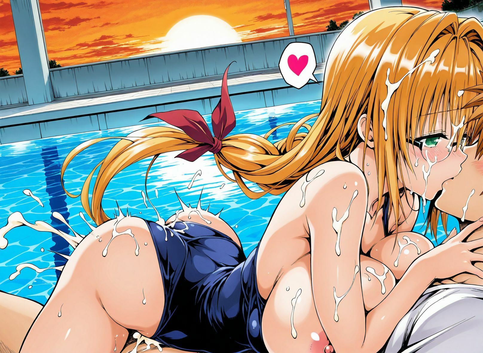 【アクシデンTo LOVE】【CG集TLT1対応】【スク水】金髪巨乳ドジっ子天然美人教師ティア先生と学校のプールでスク水ラブラブあまあまエッチ - サンプル画像 6