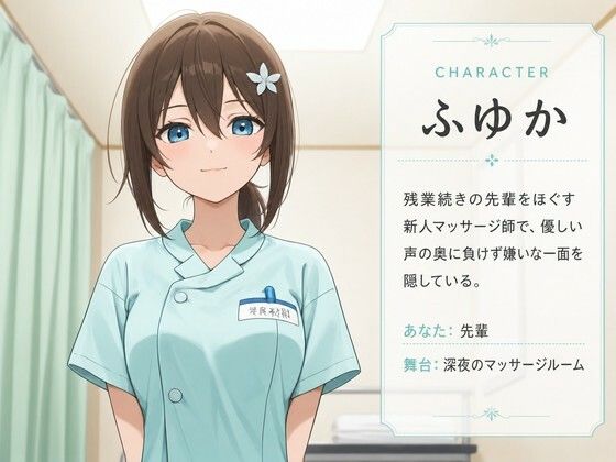 【心音責め×焦らし搾精】残業先輩を沼らせる新人マッサージ師ふゆかの密室ご奉仕えっち - サンプル画像 1