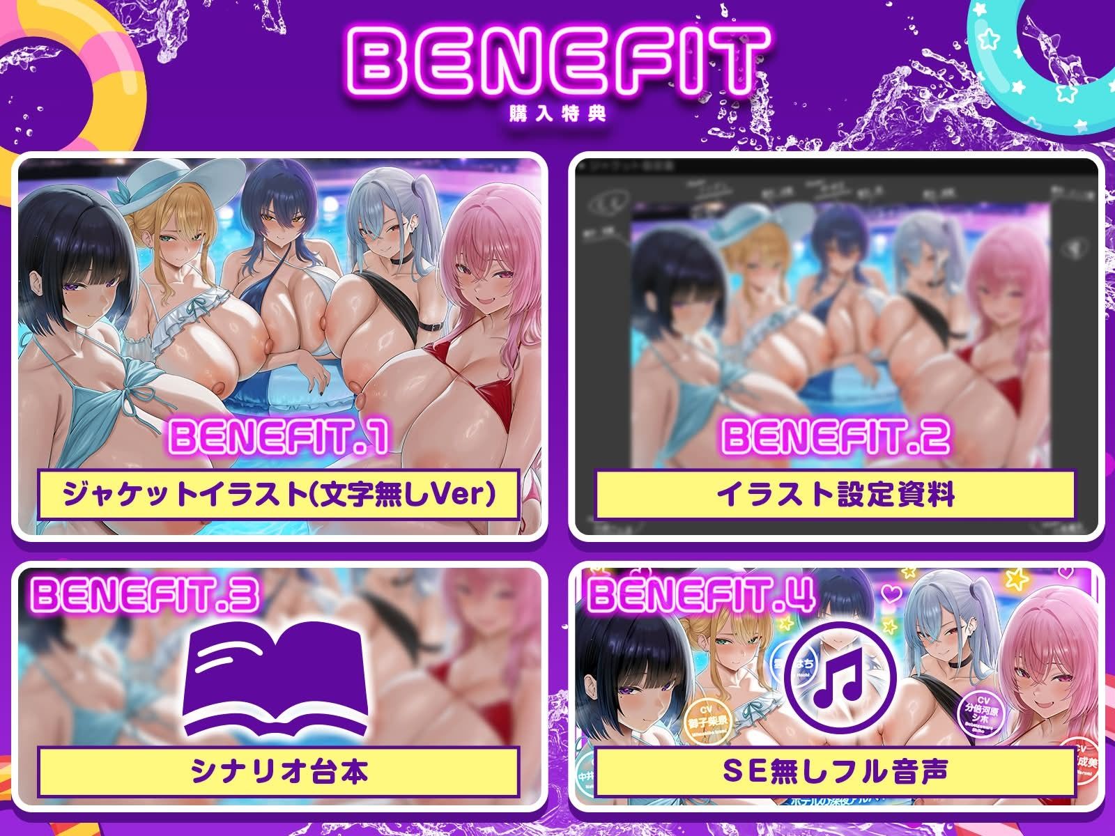 【3.5時間x5人】金持ちクセつよ美女の多いナイトプール〜ナイトプール付きホテルの深夜アルバイトでお姉さんたちと水遊び（意味深）することになった件〜 - サンプル画像 5