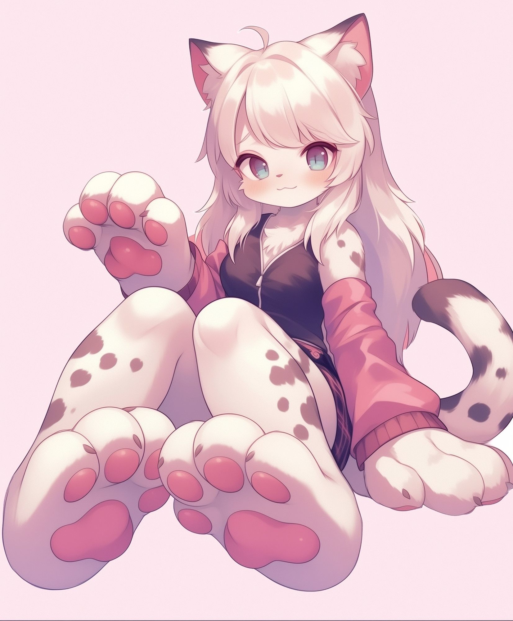 風呂キャン猫娘の足裏肉球の匂いとチ〇ールフェラ - サンプル画像 1