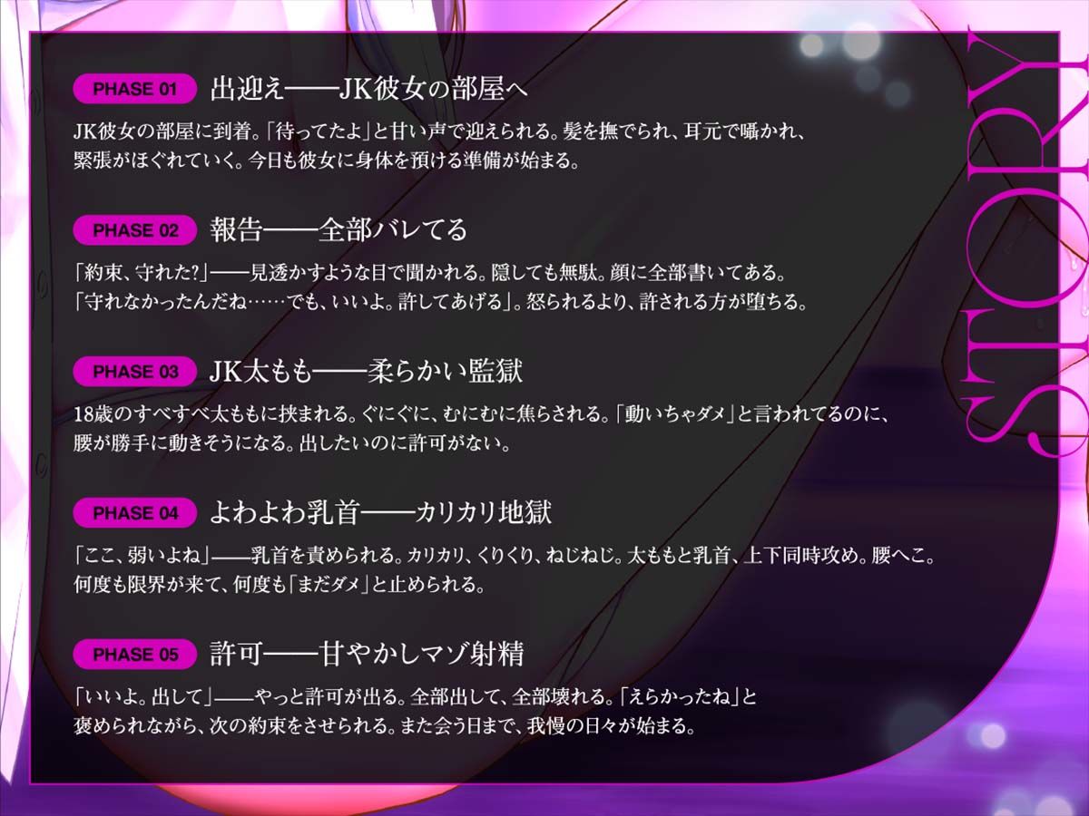 甘やかしマゾ射精〜JK太ももとよわよわ乳首で腰へこ〜【許可制オナサポ】 - サンプル画像 4