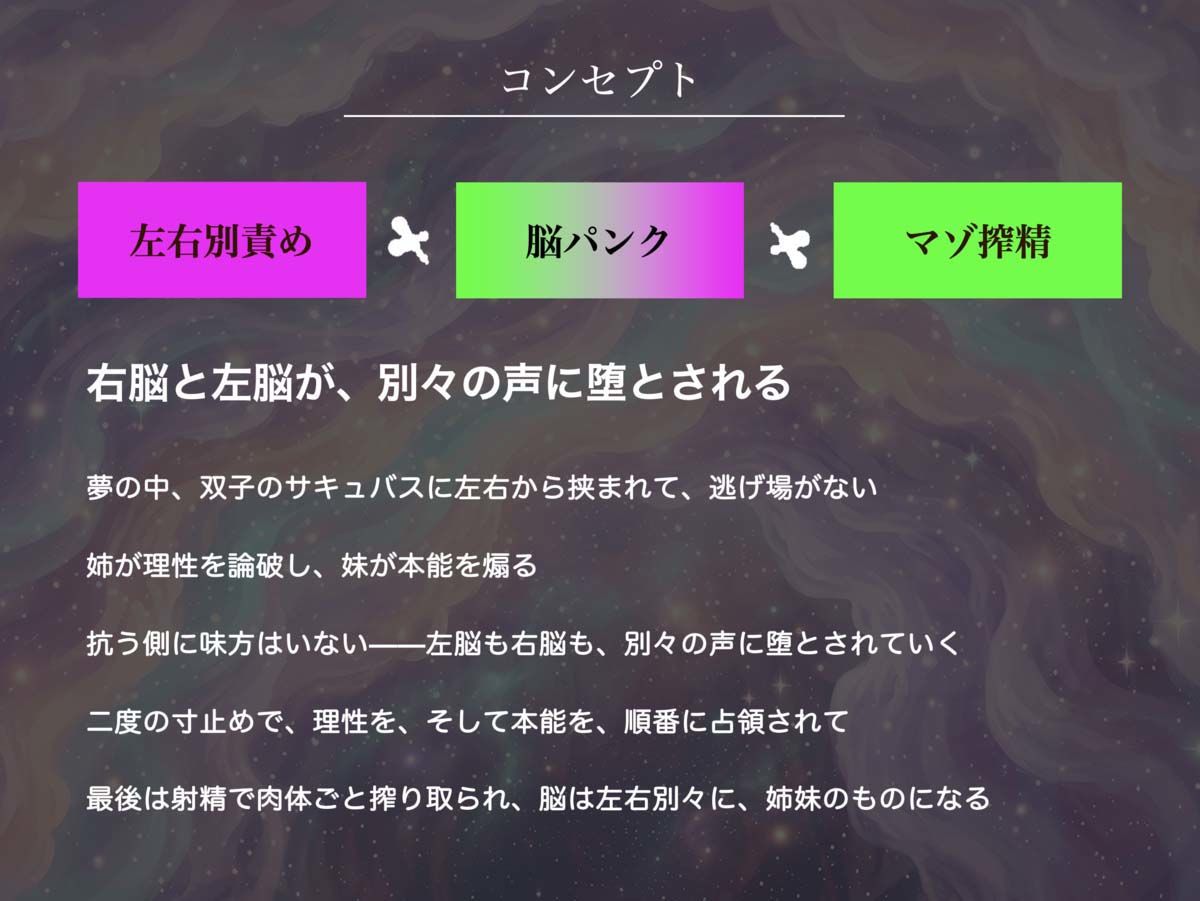 【脳分割催●】双子サキュバスの両耳挟み撃ちマゾ搾精〜片耳ずつ、別々に堕ちちゃう（はーと）〜 - サンプル画像 2