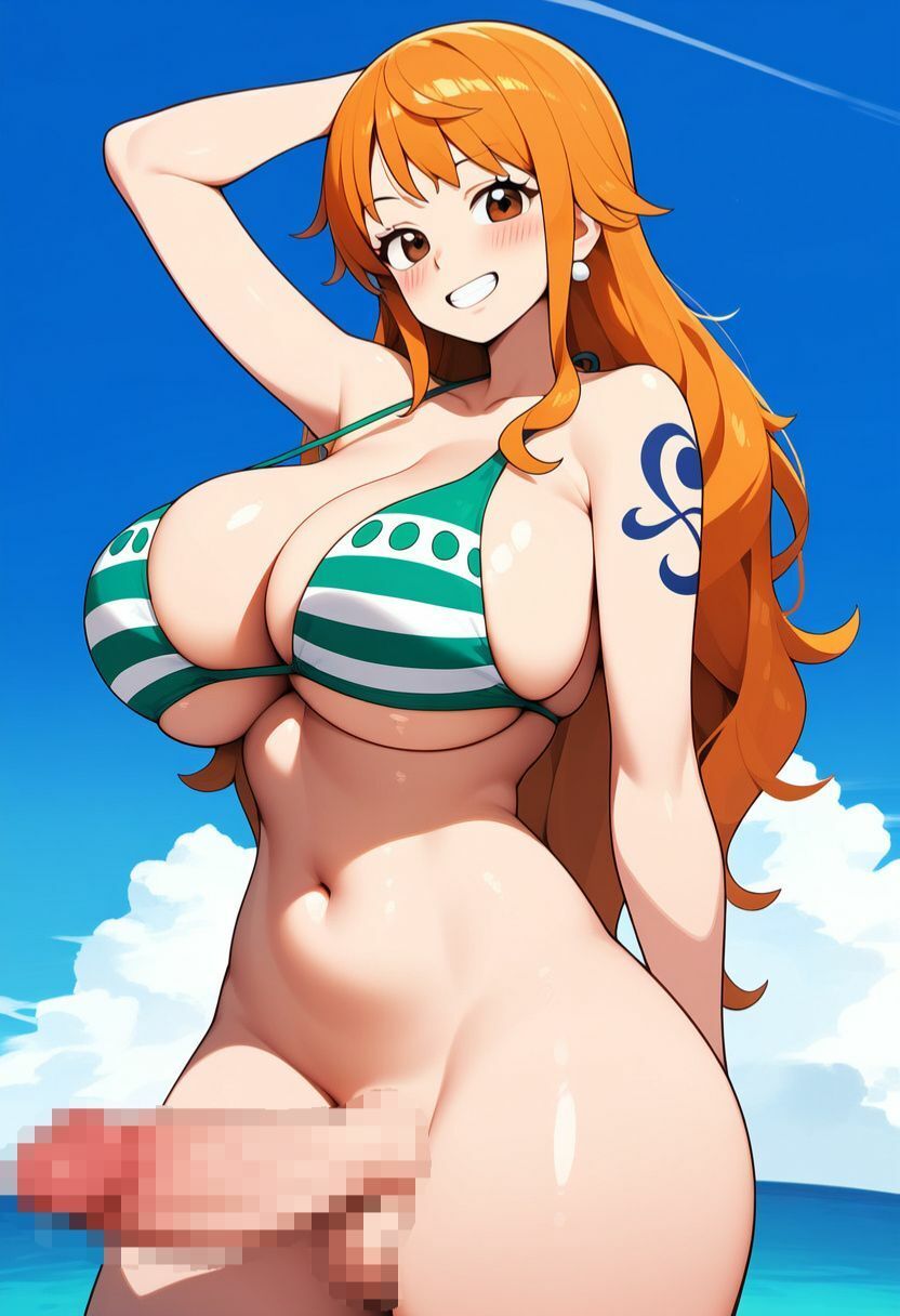 ワンピース人気女性キャラがふたなりになり拘束、射精するイラスト500枚(ナミ、ロビン、ビビ、ハンコック、ヤマト) - サンプル画像 3