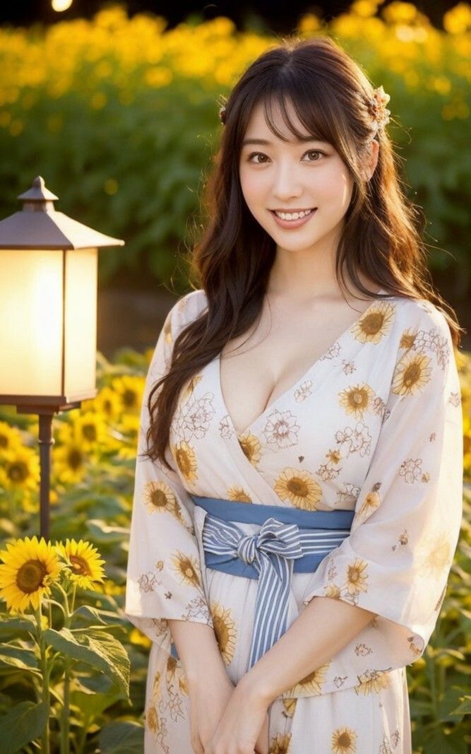 【美女名録】vol1.15 向日葵の夜──ひまわり畑で待つ君 204枚【AIグラビア写真集】 - サンプル画像 2