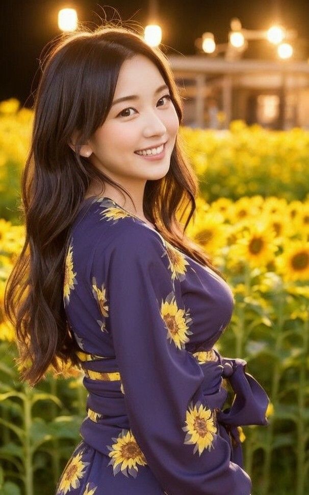 【美女名録】vol1.15 向日葵の夜──ひまわり畑で待つ君 204枚【AIグラビア写真集】 - サンプル画像 9