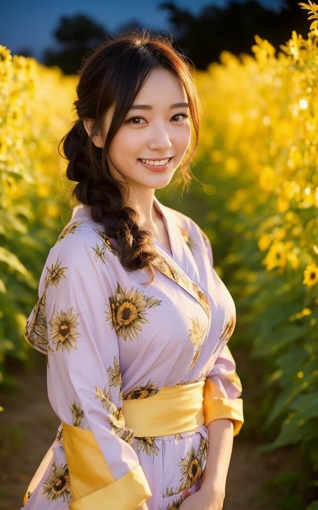 【美女名録】vol1.15 向日葵の夜──ひまわり畑で待つ君 204枚【AIグラビア写真集】 - サンプル画像 10
