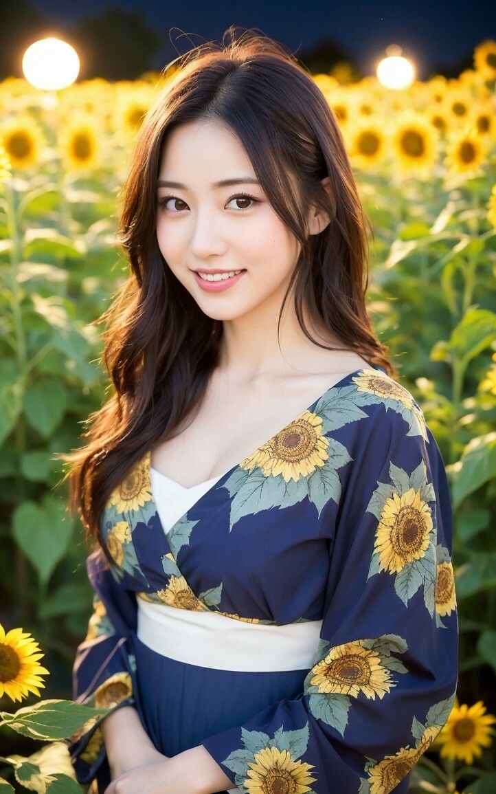 【美女名録】vol2.15 向日葵の夜──ひまわり畑で待つ君 206枚【AIグラビア写真集】 - サンプル画像 7
