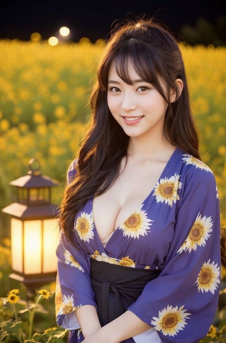 【美女名録】vol2.15 向日葵の夜──ひまわり畑で待つ君 206枚【AIグラビア写真集】 - サンプル画像 10
