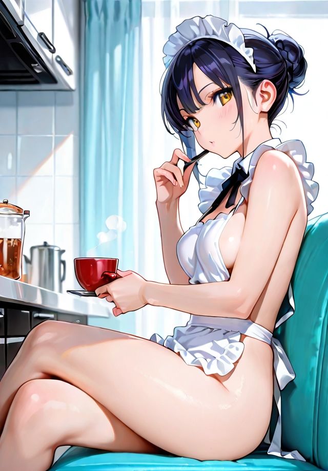 裸エプロンのメイドさん - サンプル画像 4