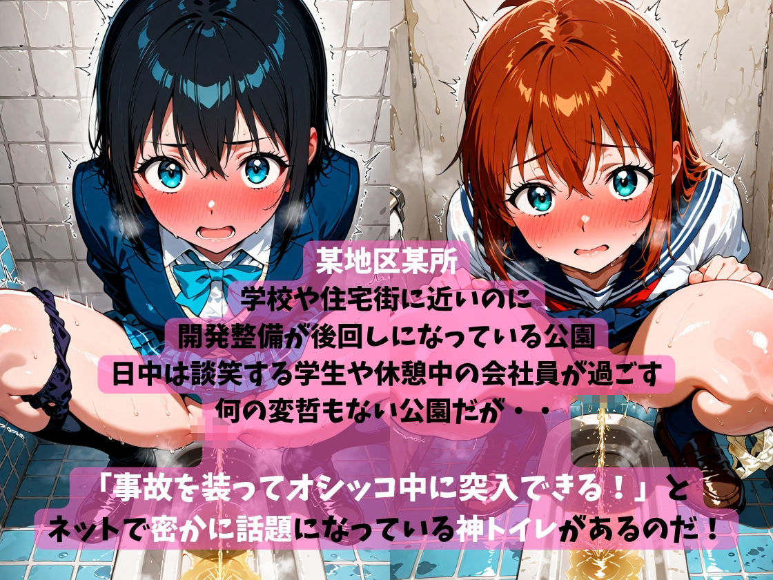 神汚便所!狙われた鍵なし公衆トイレで放尿目撃〜駆け込みおしっこ中に失礼します〜女子校生編 - サンプル画像 1