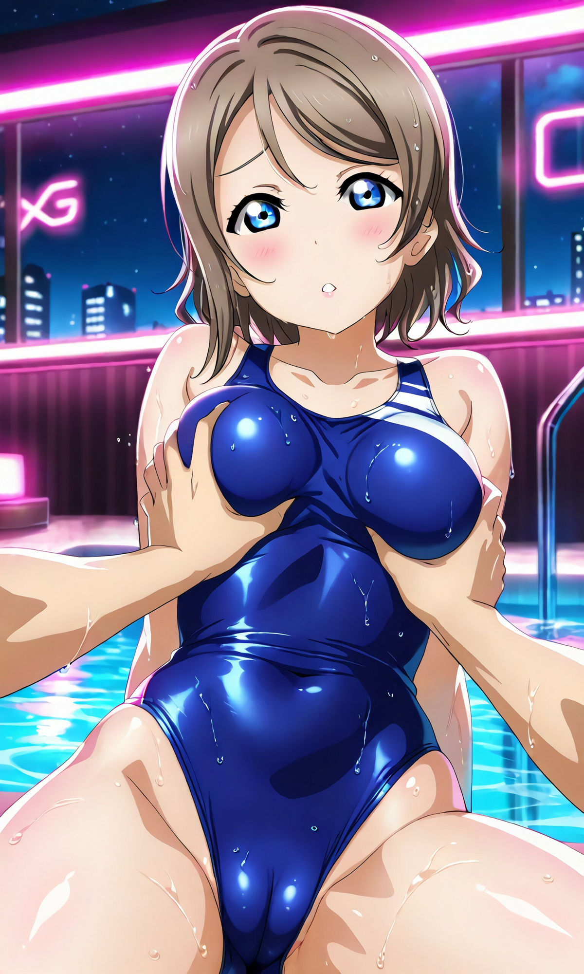 渡辺曜 ラブホのプールで - サンプル画像 3
