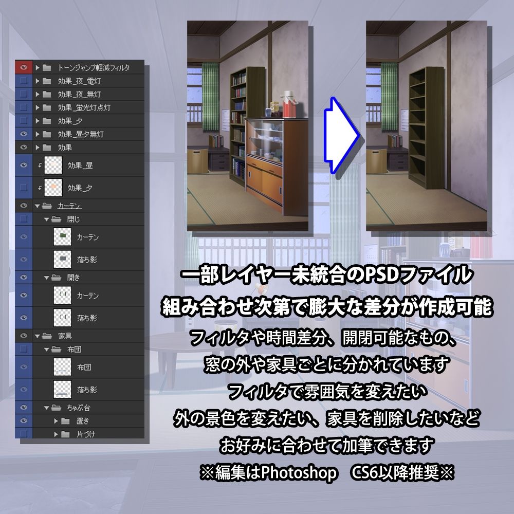 背景素材 昭和っぽい四畳半アパート - サンプル画像 8
