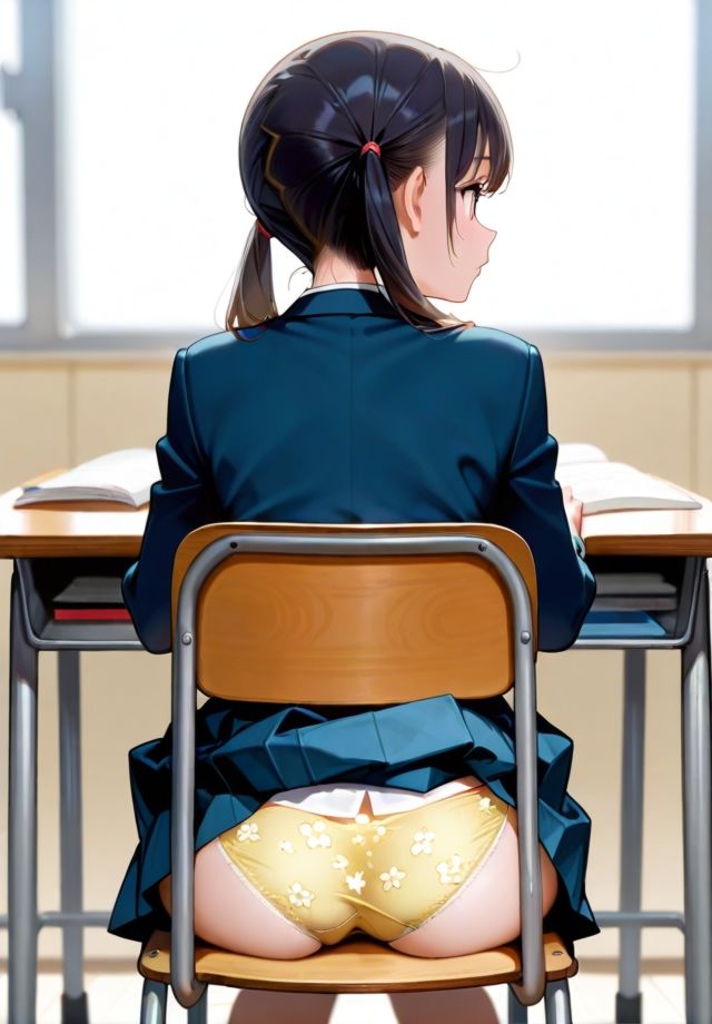 前の席の女子のスカートが捲れ上がっているのだが…。 - サンプル画像 3