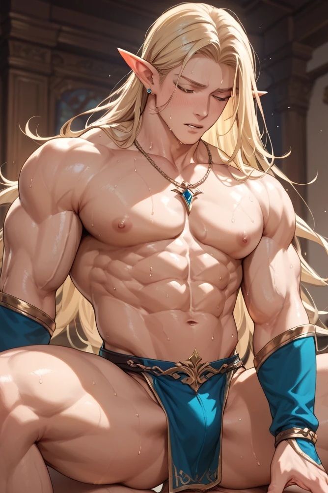 プリケツエルフがお尻をぷるぷるガチムチエルフは筋肉をびくんびくんBGMつきエロ動画 - サンプル画像 1