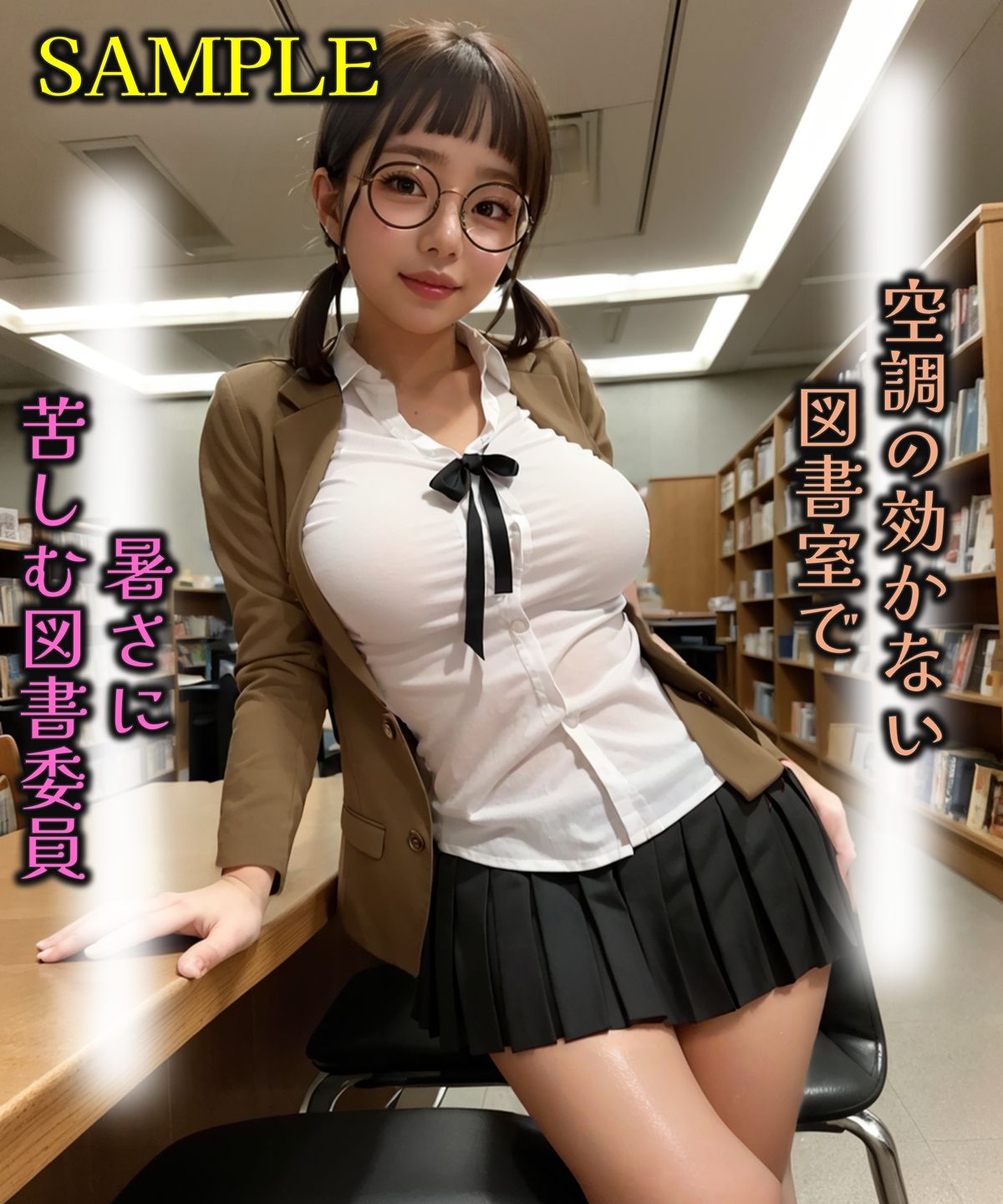 コスプレシリーズ 巨乳眼鏡の図書委員風 - サンプル画像 5