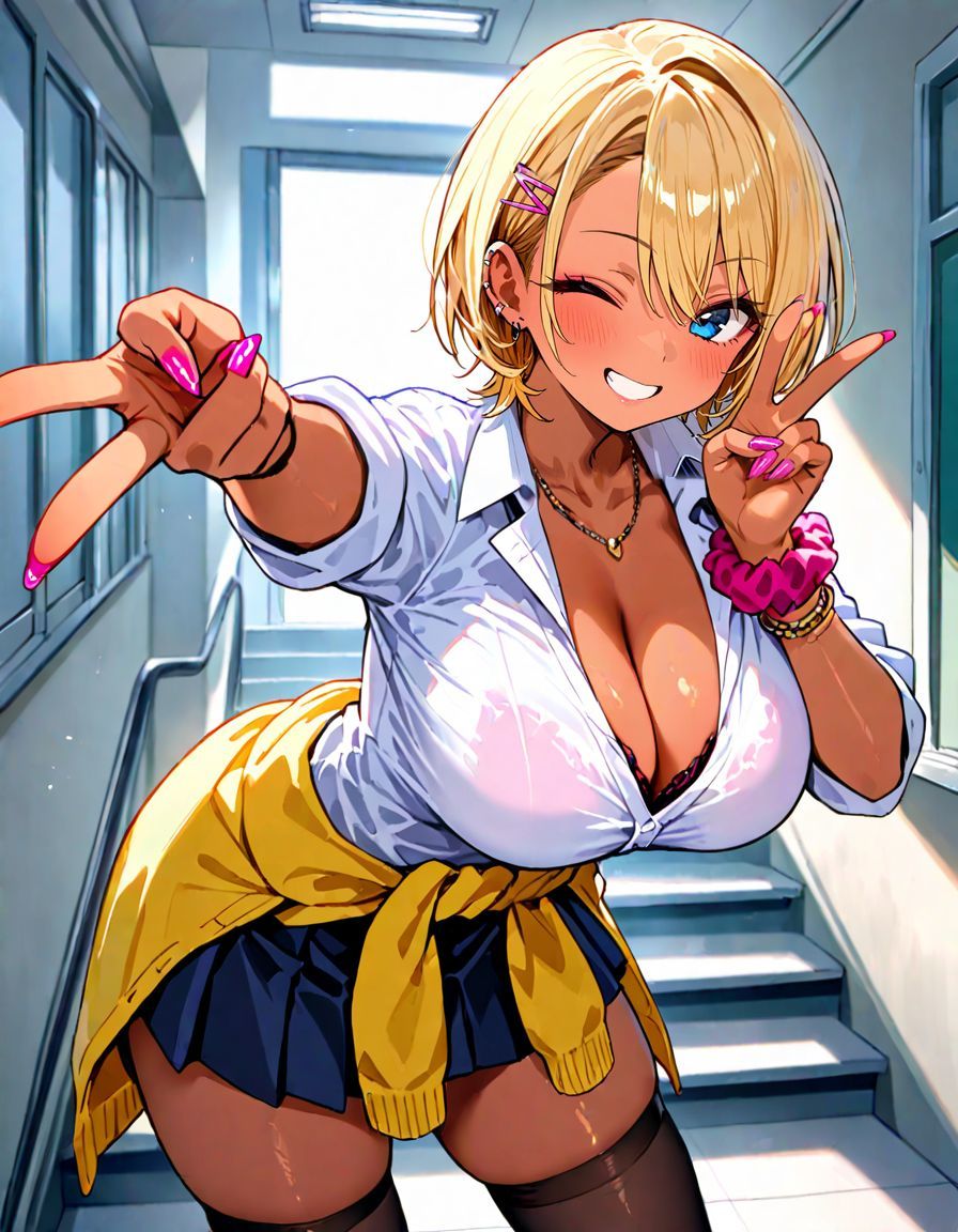 放課後に金髪ヤリマンギャルJKが男子を誘い校内でSEX三昧 - サンプル画像 2