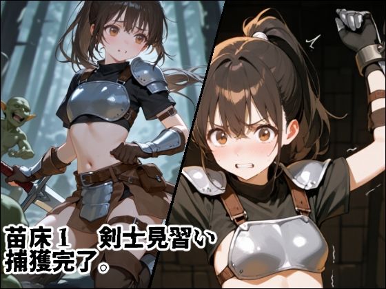 苗床捕獲 初クエストでゴブリンの大群に持ち帰られる少女たち - サンプル画像 3