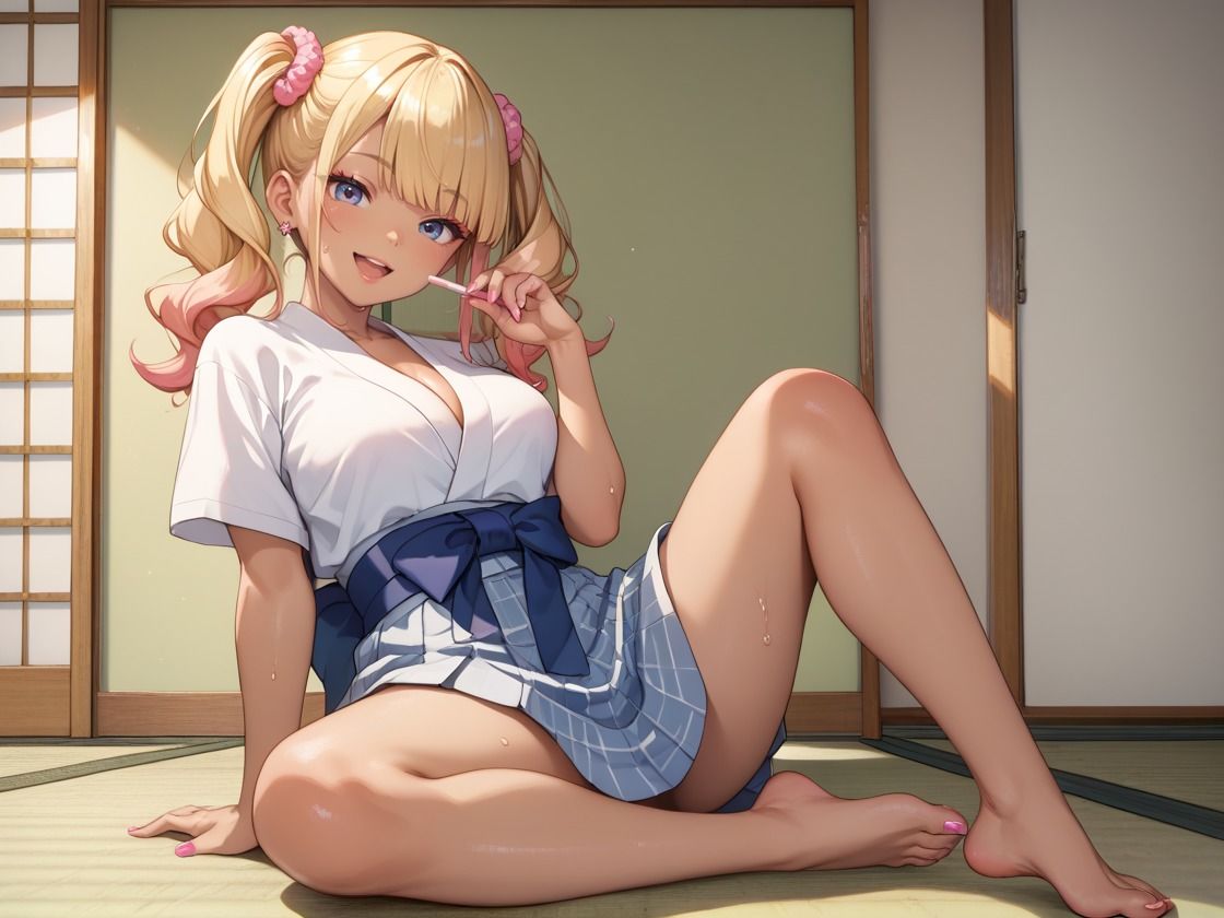 汗だく巨乳ギャル浴衣はだけてハメまくり - サンプル画像 1