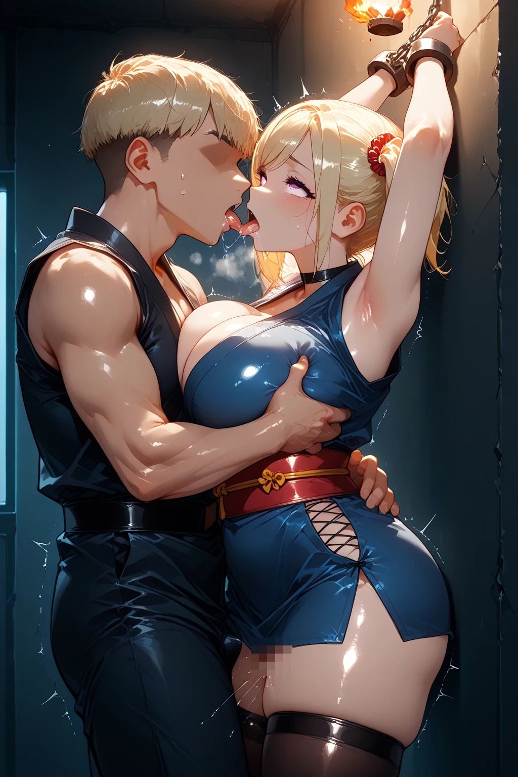 爆乳金髪ギャルに忍者服を着せてぐちゃぐちゃにしてみた - サンプル画像 2