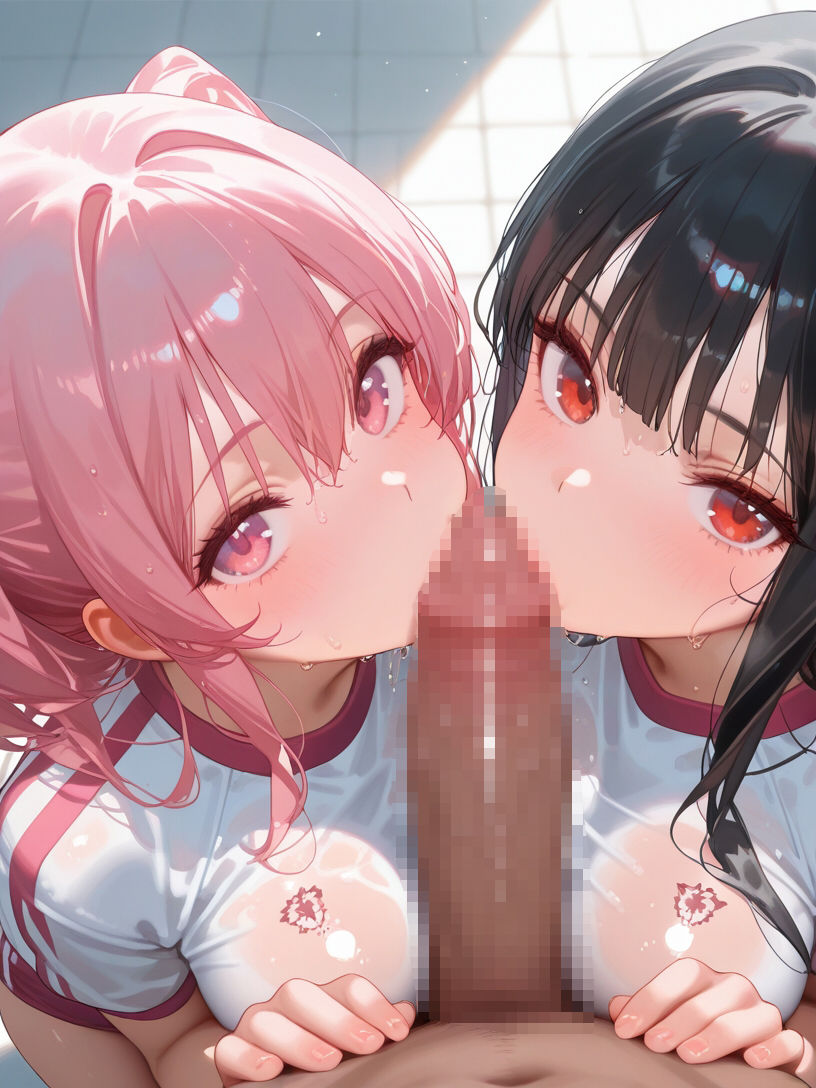 巨乳ブルマ女子とハーレムエッチ - サンプル画像 4