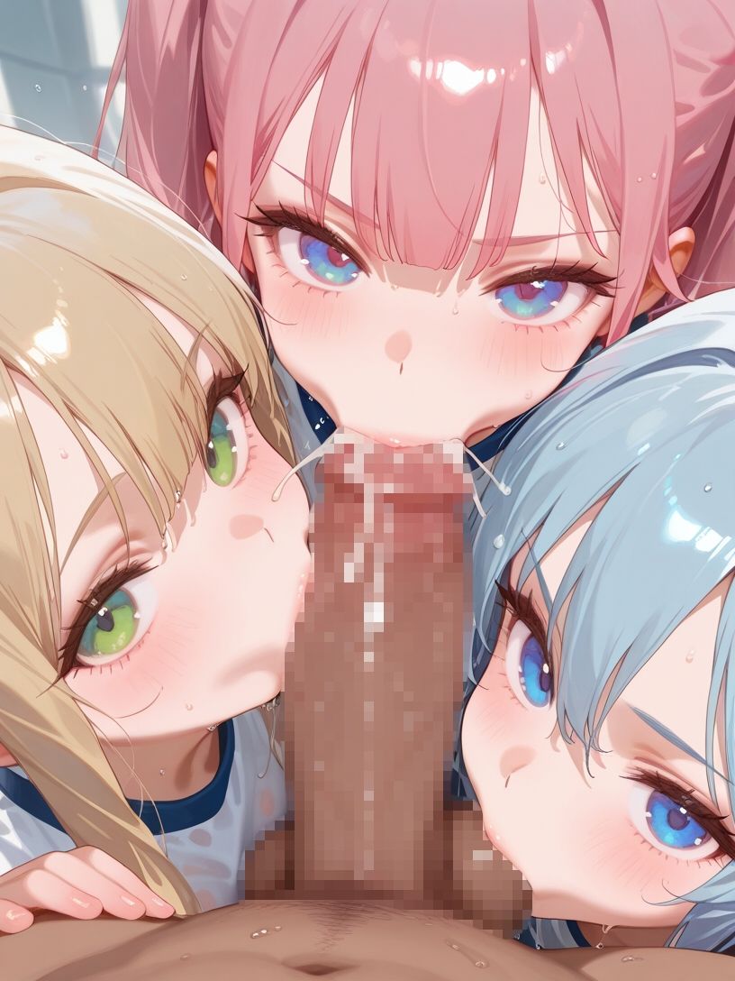 巨乳ブルマ女子とハーレムエッチ - サンプル画像 5