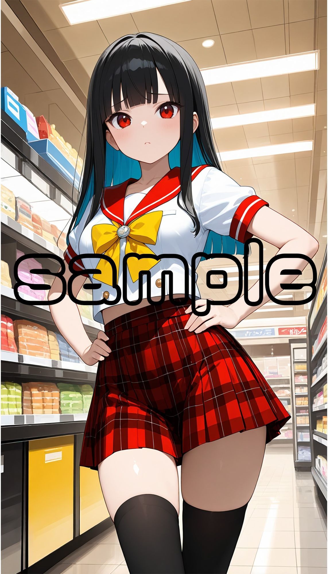 絶対領域〜黒ニーハイソックスの太ももを眺める〜(JK制服編)2縦型 - サンプル画像 1
