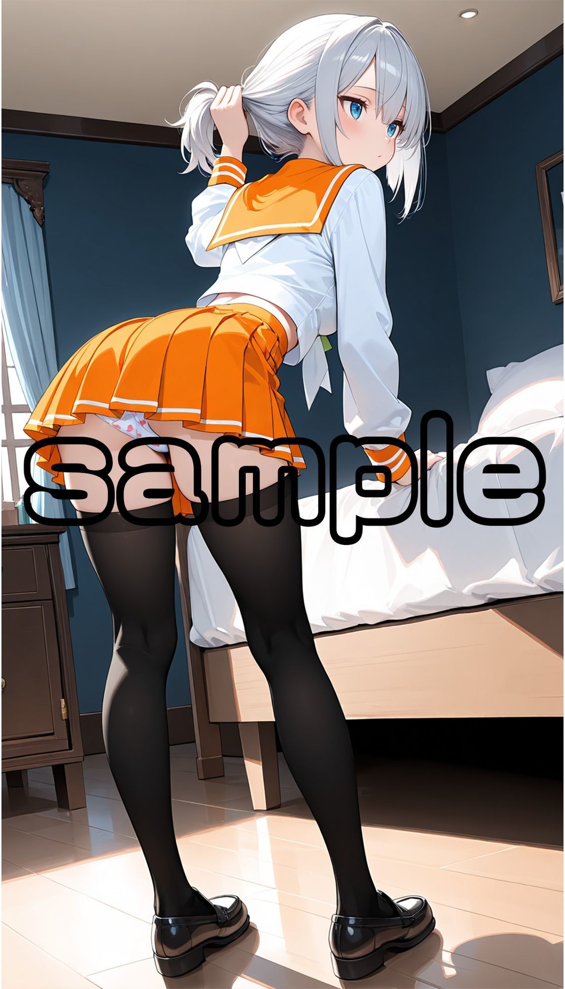 絶対領域〜黒ニーハイソックスの太ももを眺める〜(JK制服編)2縦型 - サンプル画像 4