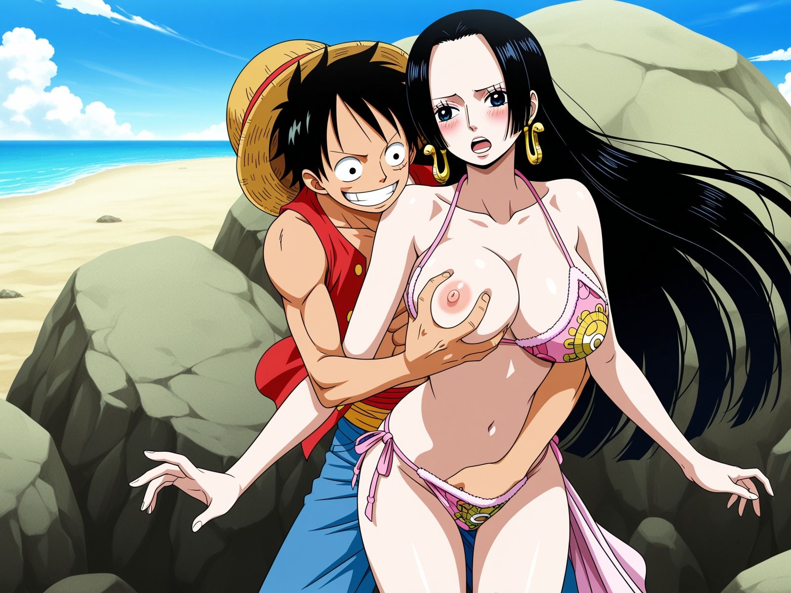 ハンコックと浜辺でイチャラブSEX - サンプル画像 1