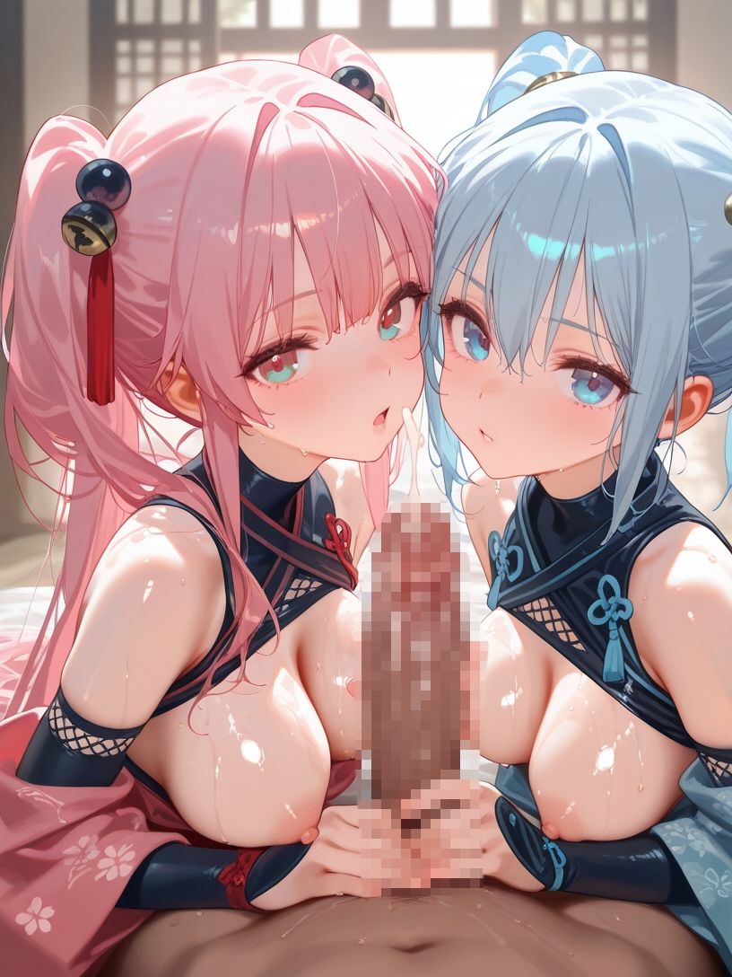 巨乳くノ一とハーレムエッチ - サンプル画像 2