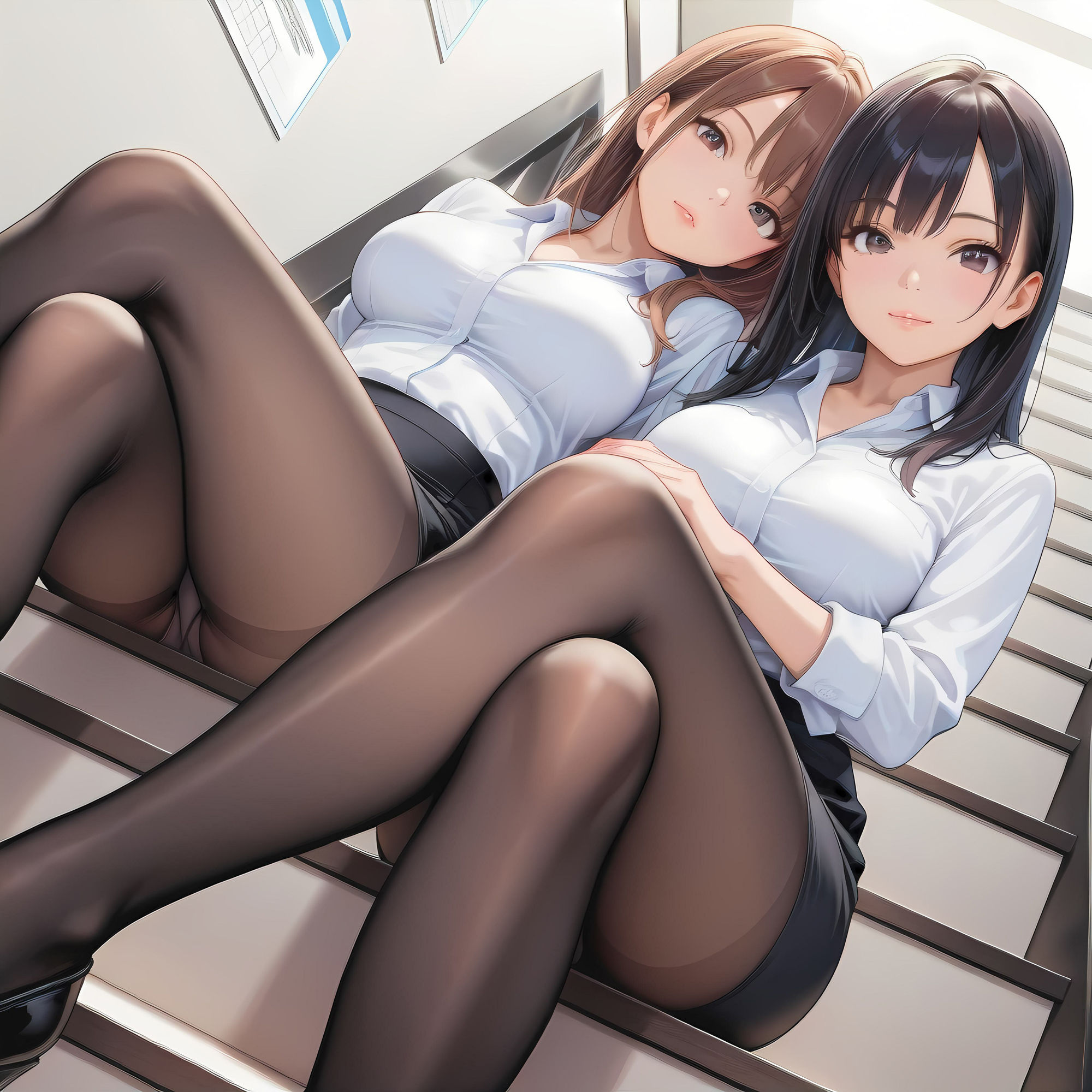 AIイラスト OL(オフィスレディ)フェティシズム『階段』と『エスカレーター』 - サンプル画像 2