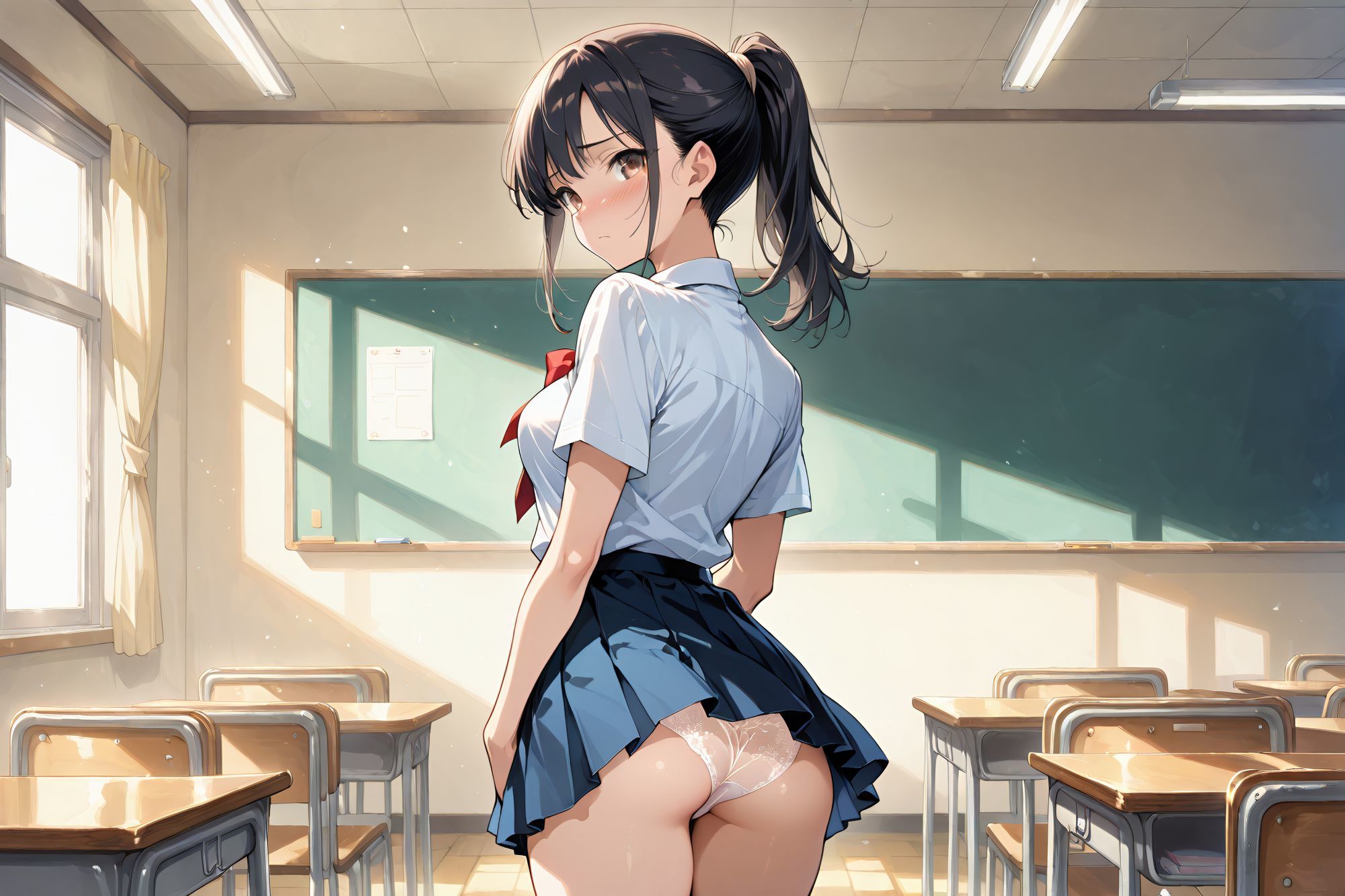 清楚な女子校生がウブな男子のために生ハメご奉仕 - サンプル画像 1