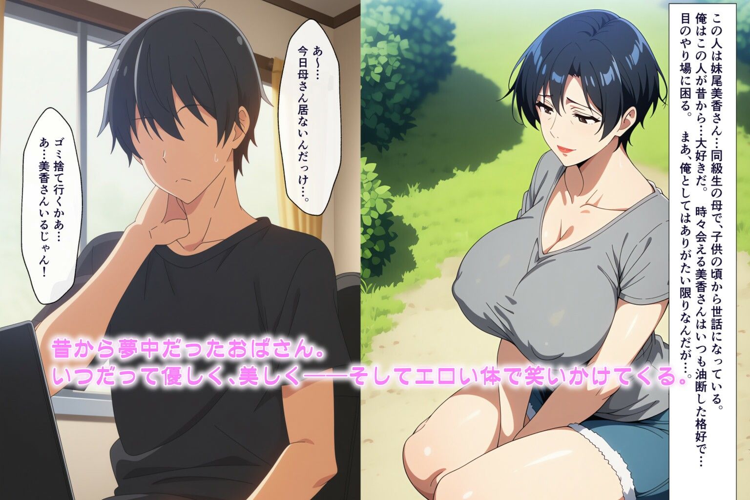 昔から大好きだった近所のおばさんと我慢できずにやっちゃった話 - サンプル画像 1
