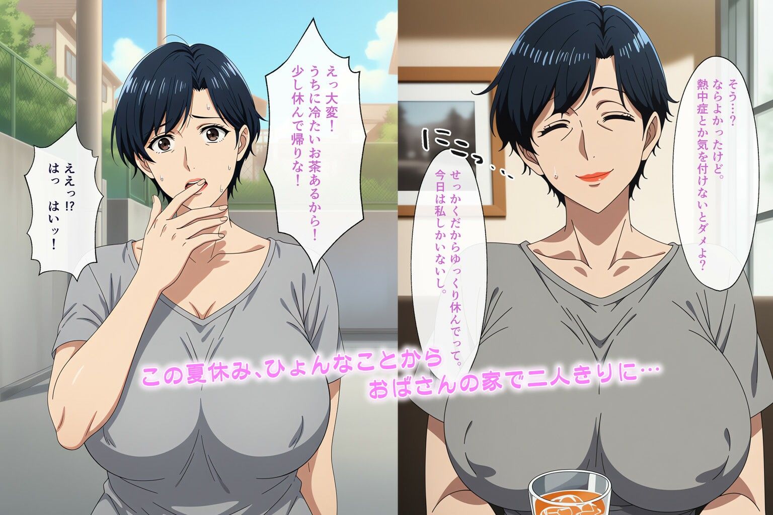 昔から大好きだった近所のおばさんと我慢できずにやっちゃった話 - サンプル画像 2