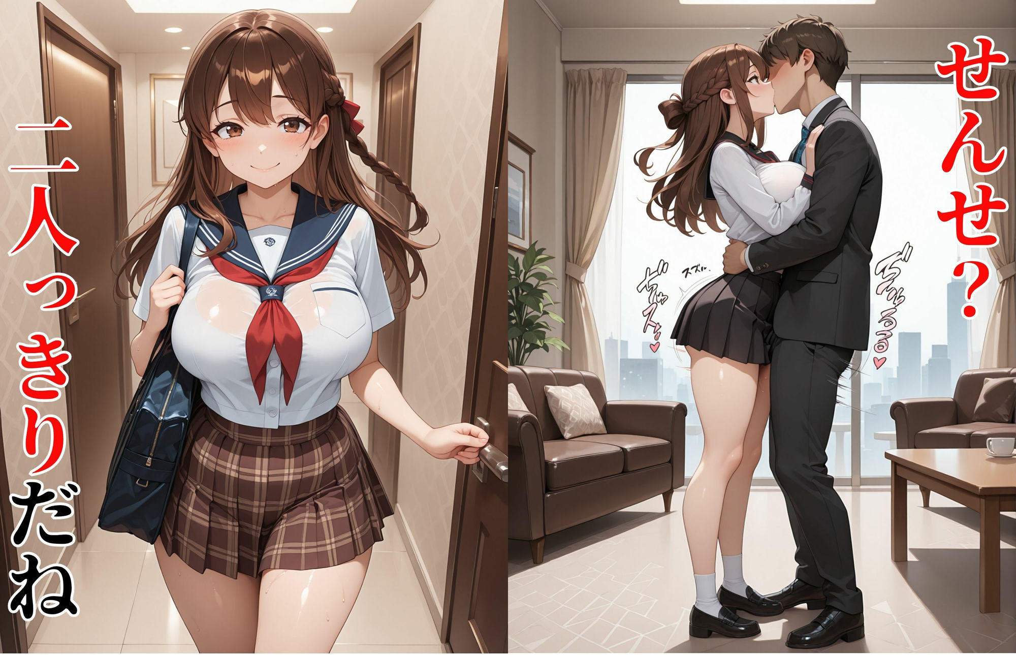 女子校生教師を誘惑しホテルで生ハメ中だしセックス - サンプル画像 1