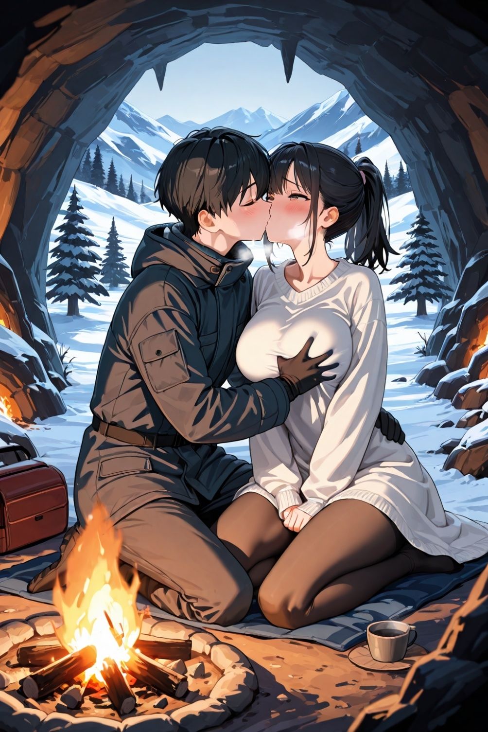凍える雪山 肌を合せて温まろ - サンプル画像 4