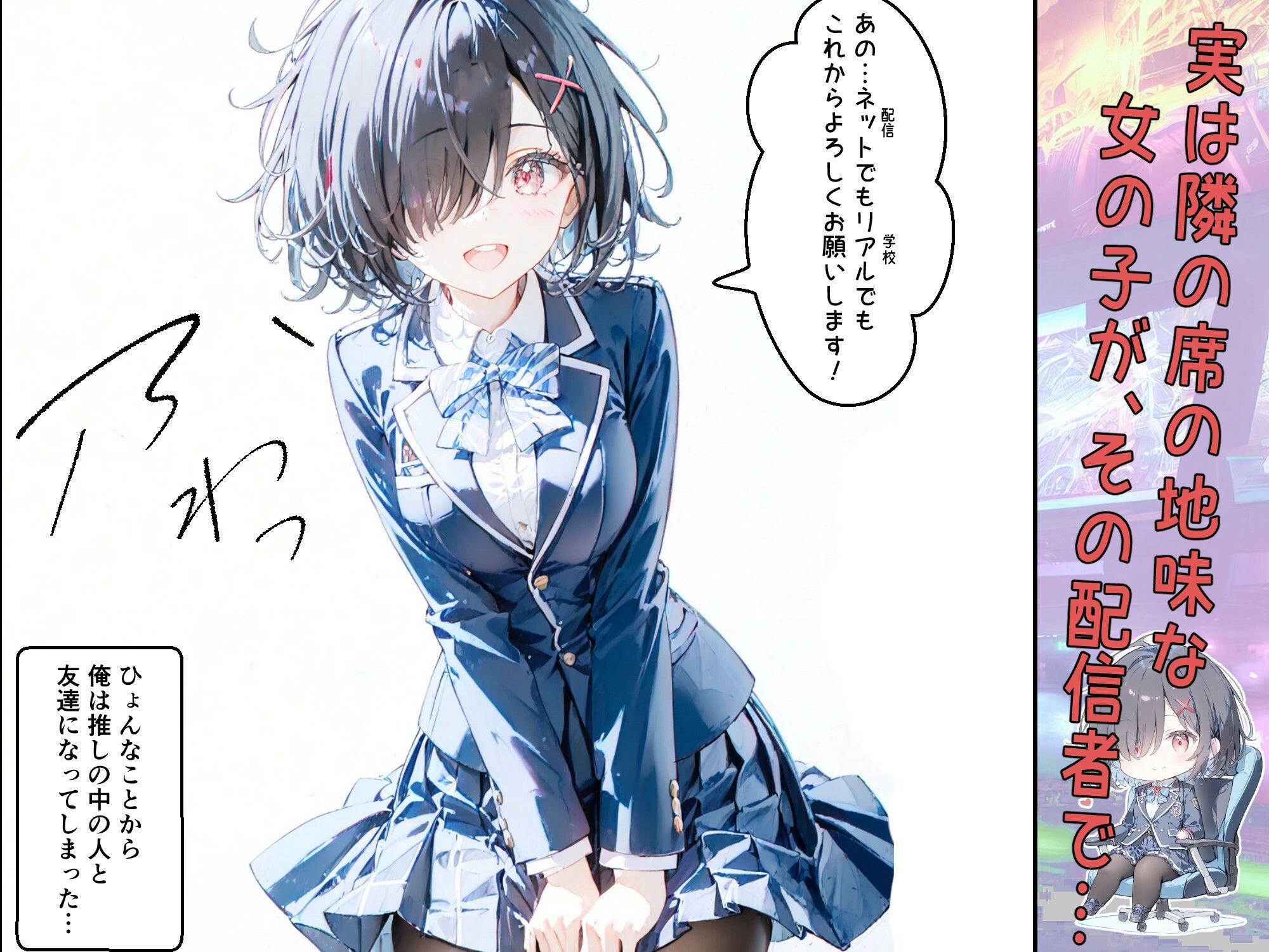 実は推しのVtuberだった地味なクラスメイトと甘々初えっち - サンプル画像 3