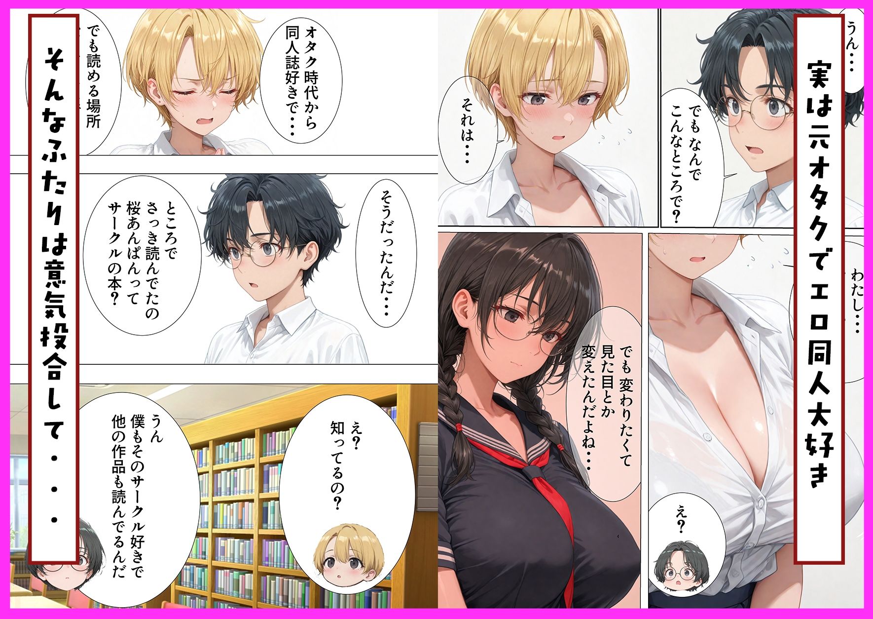 エロ同人大好きな女子校生ギャルがクラスメイトと初濃厚SEX - サンプル画像 2