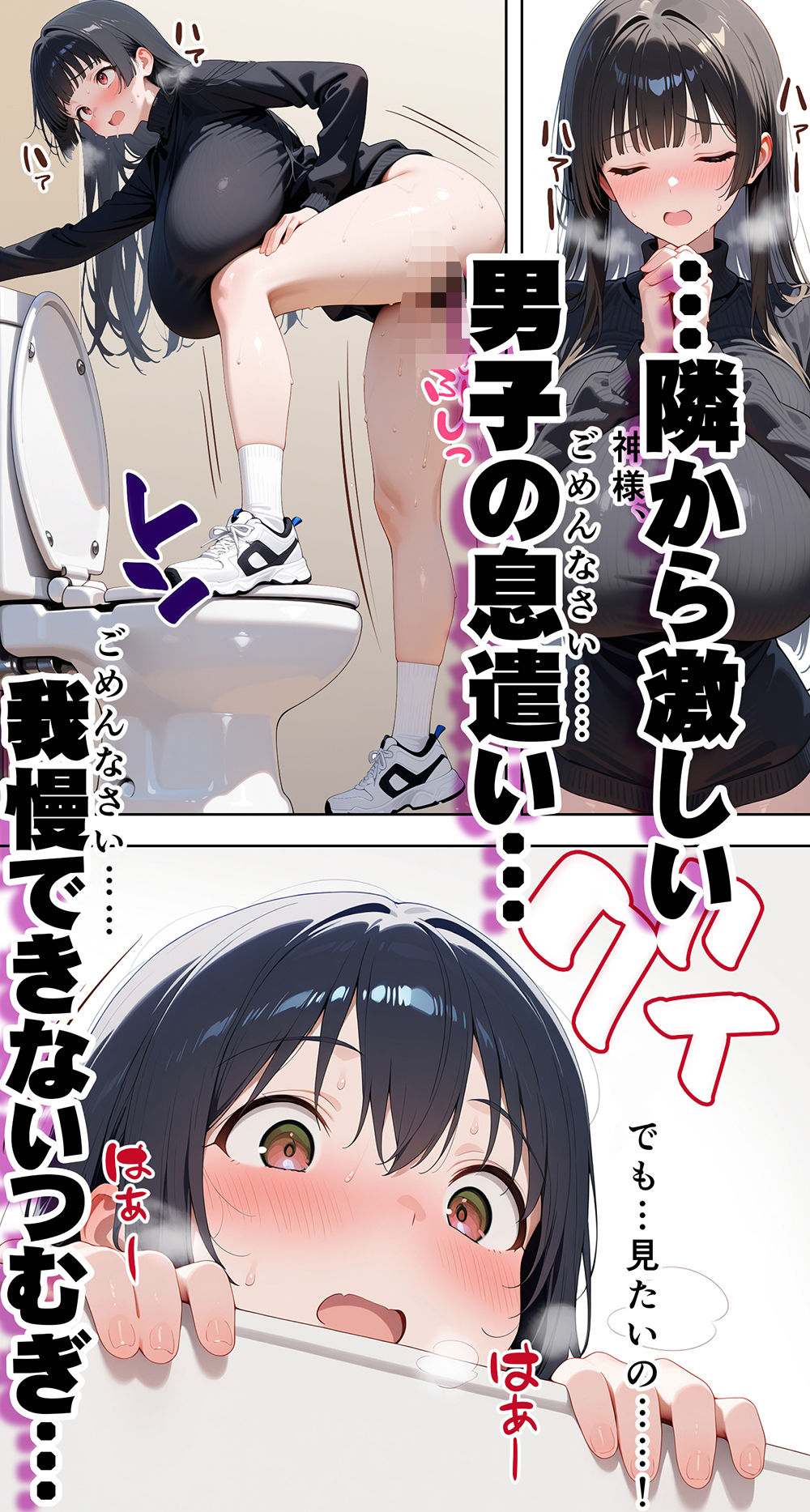 すけべ過ぎてシスターになるの諦めた私...大学の男子便所でオナってたら隣の個室もオナッててててっ...ひぃ思わずのぞいたら目が合って始まる...初恋? - サンプル画像 5