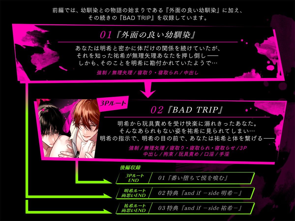 ボイスドラマ「外面の良い幼馴染〜兄弟の執着と嫉妬の3Pセックスに堕とされる〜 前編」 - サンプル画像 1