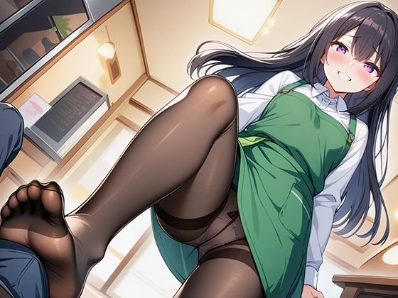 【足コキ特化】駅前カフェの美人で有名な店長はコーヒーを飲むとアルバイトの僕にストッキング足コキしてくる - サンプル画像 2